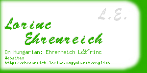 lorinc ehrenreich business card